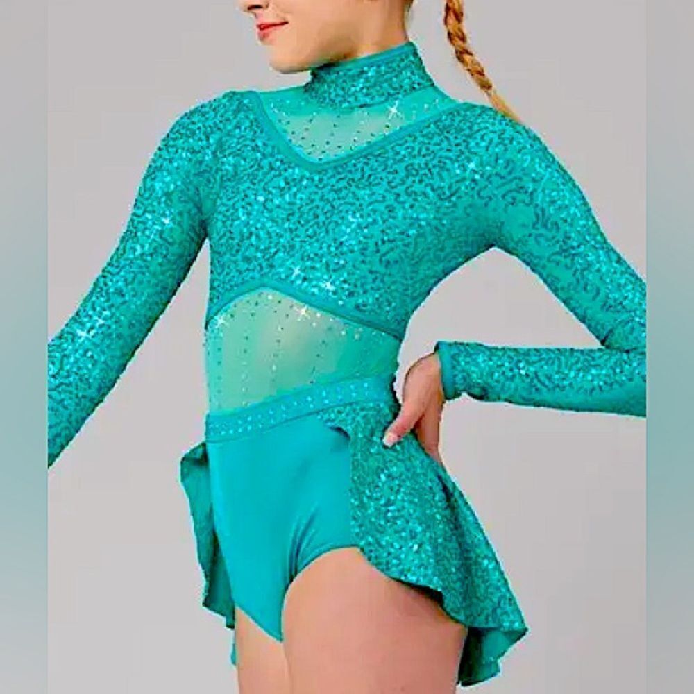 WEISSMAN Elite Dance Costume Kelly green sequin Crazy What Love Can Do 14913 SA